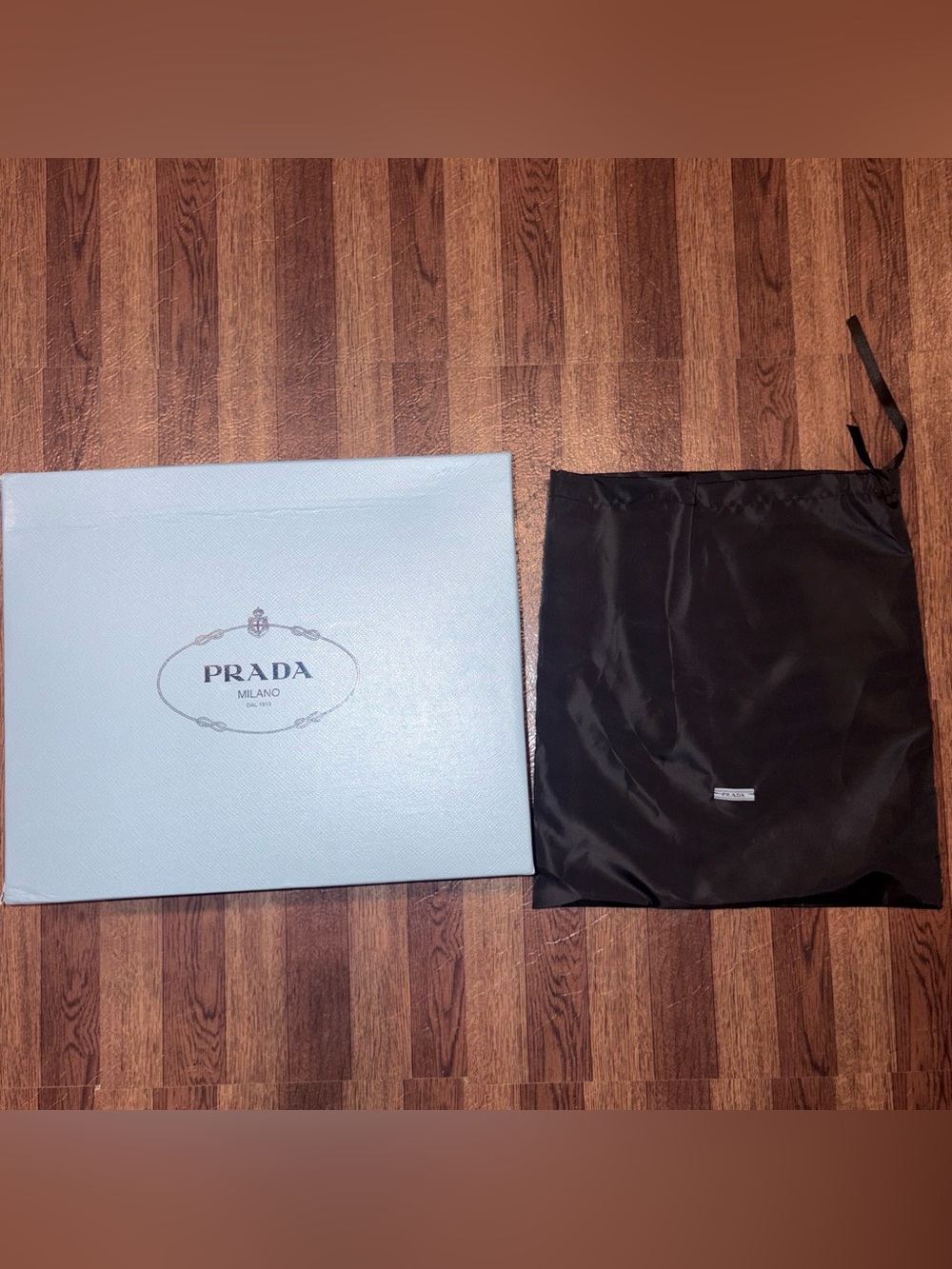 Prada Satin Lining in Lavender Gray with White Logo Tag
